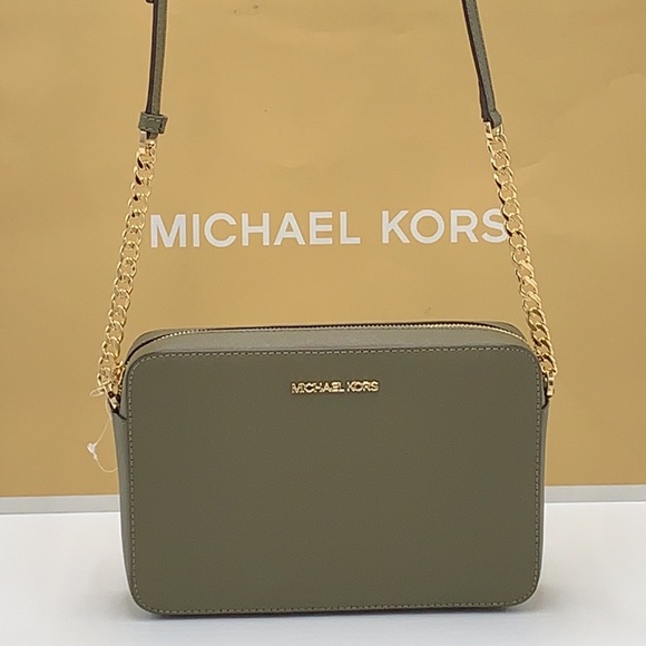 MICHAEL KORS OLIVE COLOR 
Jet Set Large Saffiano Leather Crossbody Bag - Picture 6 of 14
